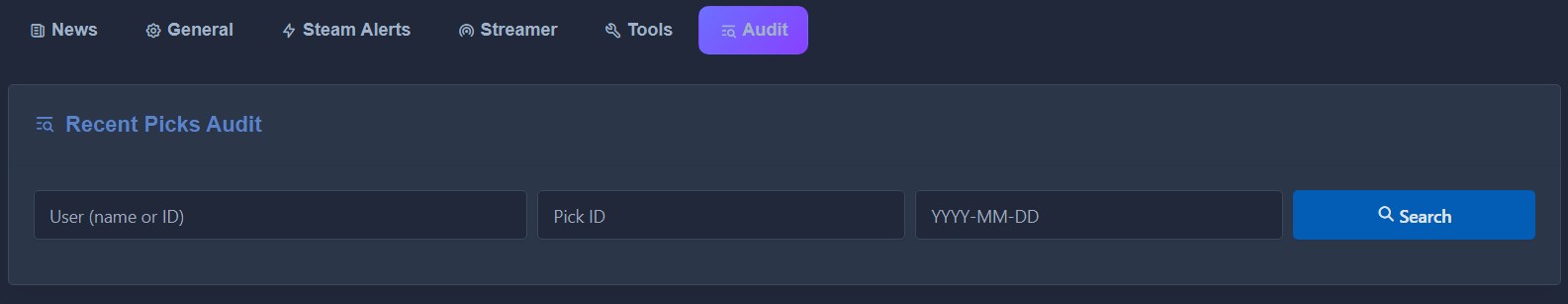 Server Admin - Audit Tab