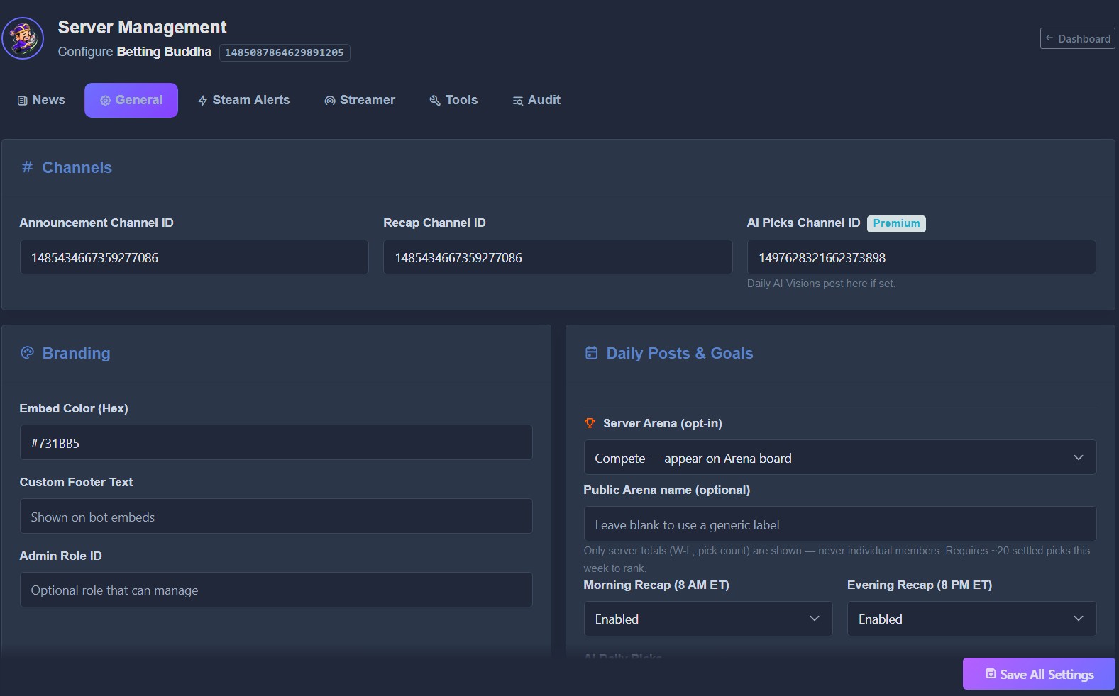 Server Admin - General Tab